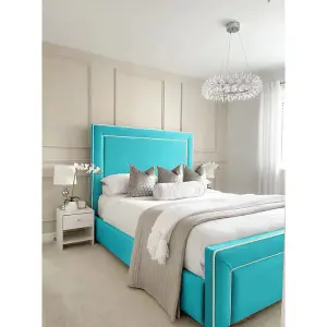 Arring Plush Velvet Teal Bed Frame