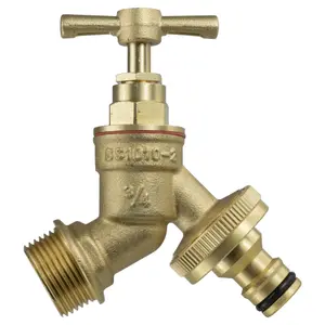 25mm mdpe wall plate/back plate with solid brass bib tap+ click-lock connector+ ptfe tape