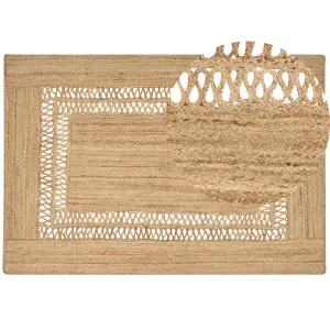 Jute Area Rug 160 x 230 cm Beige YENIKOY