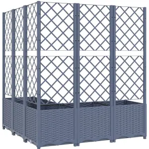 Berkfield Garden Planter with Trellis Dark Grey 120x120x136 cm PP