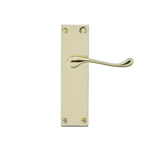 Colours Nehou Polished Brass effect Zamak Scroll Latch Door handle (L)96mm (D)55mm