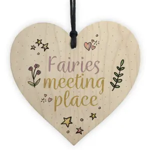 Red Ocean Garden Sign Fairies Meeting Place Wooden Hanging Heart Shed SummerHouse Plaque