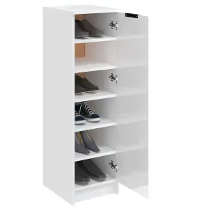 Berkfield Shoe Cabinet High Gloss White 30x35x100 cm Engineered Wood