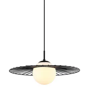 Luminosa Modern Hanging Pendant Black 1 Light  with Black, White Shade, E27