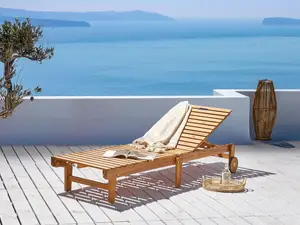 Sun Lounger Wood Light Wood PIETRALUNGA