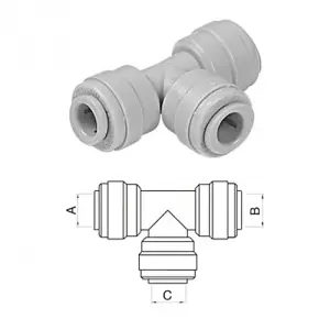 Equal Tee Connector - 1/4" Pushfit X 1/4" Pushfit - DMFit ATU0404