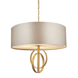 Luminosa Trento 5 Light Ceiling Pendant Antique Gold Leaf & Mink Satin Fabric