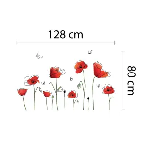 Walplus Wall Sticker Decal Wall Art Poppy butterflies Home Decorations Bedroom