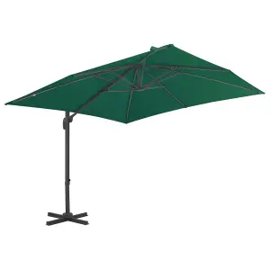 Berkfield Cantilever Umbrella with Aluminium Pole Green 300x300 cm