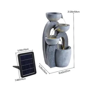 4-Tier Solar-Powered Water Fountain Outdoor Garden Decor 54cm H