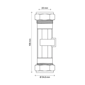 Flomasta Double Check Valve Non-return valve (Dia)22mm