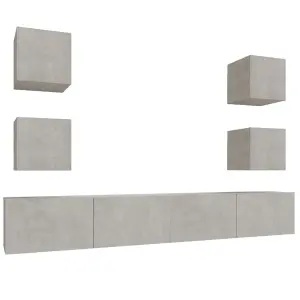 Berkfield 6 Piece TV Cabinet Set Concrete Grey Engineered Wood