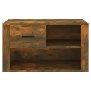 Berkfield Shoe Cabinet Smoked Oak 80x35x45 cm Engineered Wood