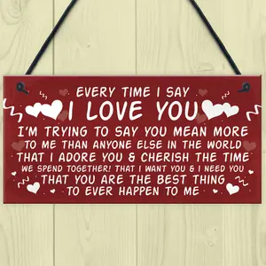 Red Ocean Love You Plaque Hanging Plaque Anniversary Valentines Day Gift For Husband Wife Keepsake Sign