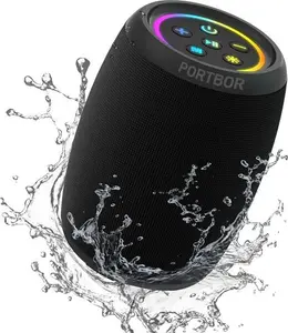 Bluetooth Speaker, Powerful Small Portable Wireless Speaker With FM Radio, IPX6 Waterproof, 5 LED