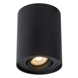 Lucide Tube Modern Surface Mounted Ceiling Spotlight 9,6cm - 1xGU10 - Black