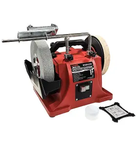 Lumberjack 200mm Professional Wet Stone Sharpener System Includes Leather Honing & 220 Grit Grinding Wheel