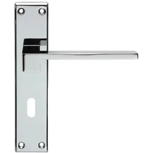 PAIR Flat Straight Lever On Lock Backplate Door Handle 180x40mm Polished Chrome