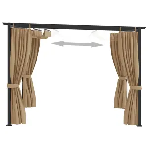 Berkfield Gazebo with Curtains 3x3 m Taupe Steel