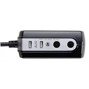 Masterplug Surge Black 4 socket Extension lead with USB, 2m