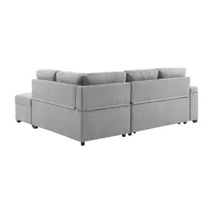 sweeek. 3-seater corner sofa bed with footstool Carl Light Grey 223x83x89 cm