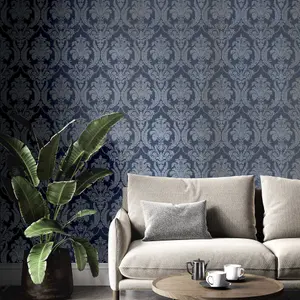 Galerie Italian Style Grey Classic Floral Damask Wallpaper Roll