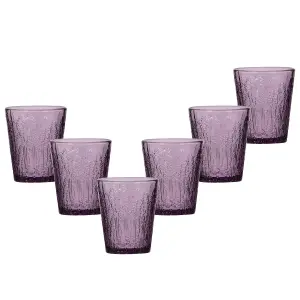 Set of 6 Vintage Luxury Lavender Embossed Drinking Glass Tumblers