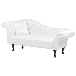 Left Hand Faux Leather Chaise Lounge White LATTES