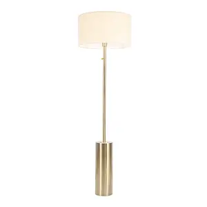 ValueLights Lexy Antique Brass Rotary Dimmer Switch Floor Lamp with Natural Drum Shade