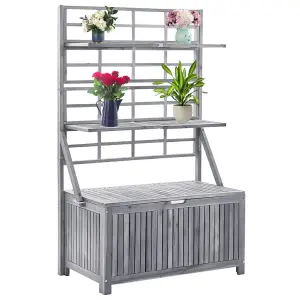 Berkfield Storage Box with Trellis Grey 99x55x160 cm Solid Acacia Wood