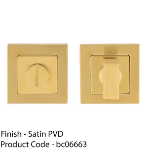 Thumbturn Lock and Release Handle Concealed Fix Square Rose Satin Brass PVD