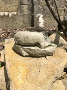 Sleeping Dog Stone Statue Outdoor Garden Ornament Puppy Dog Sculpture