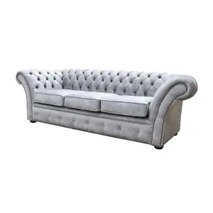 Chesterfield Handmade 3 Seater Sofa Oakland Taupe Grey Fabric In Balmoral Style