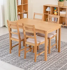 Hallowood Furniture Waverly Oak Dining Table (TAB1200) Set with 4 Small Ladder Back Chairs (Beige Seat)