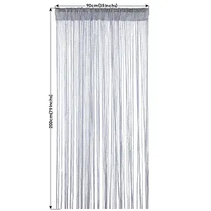 String Curtain Panel Spaghetti Tassel Curtain, 200cm x 90cm - Silver