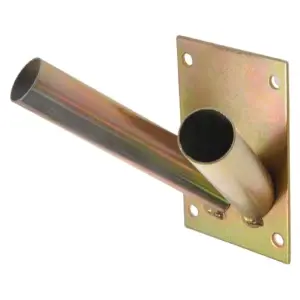 Double Flag Pole Holder - Wall Mounted Flag Pole Bracket, Galvanised (Gold), Rust and Weather Resistant, Heavy Duty