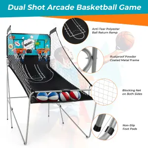 Costway 8 IN 1 Basketball Arcade Game Indoor Sport Basketball Arcade Shootout Scoreboard