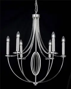 Luminosa Whistle 6 Light Multi Arm Ceiling Pendant Polished Nickel, E14