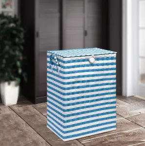 ARPAN Laundry Hamper Storage Basket Blue-White 44L