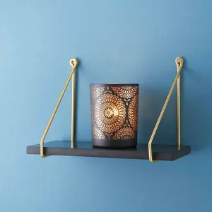 Addre Floating Shelf Black/Gold / 20cm H x 40cm W x 15cm D