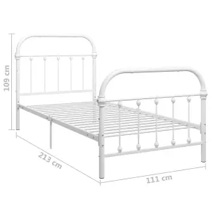 Berkfield Bed Frame White Metal 100x200 cm