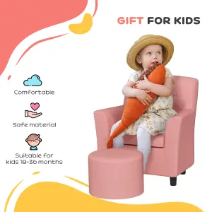 AIYAPLAY Kids Sofa Set with Footrest for Playroom Bedroom, Pink