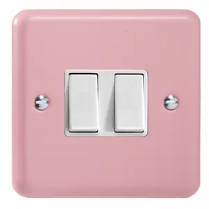 Varilight 2-Gang 10A 1- or 2-Way Rocker Switch Rose Pink