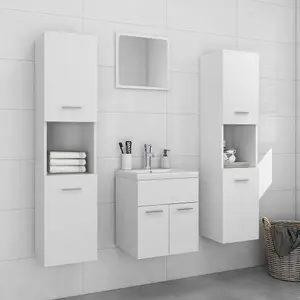 Berkfield Bathroom Furniture Set White Engineered Wood