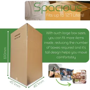 Tall Strong Double Wall Extra Large Cardboard Boxes 18" x 18" x 24" Storage Packing Moving House Sturdy Shipping Boxes, Pack of 10