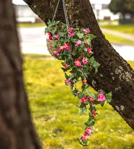 Artificial Purple Flower Hanging Basket Garden