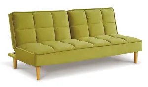 Stylish and Versatile 3 Seater Velvet Sofa Bed, Modern, Living Room Furniture - Lime