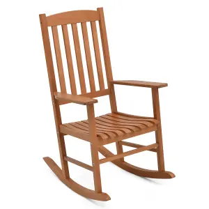 Costway Garden Rocking Chair Eucalyptus Wood Chair Patio Slatted Rocker