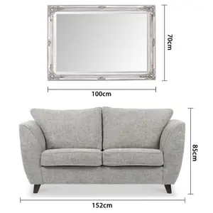 Andrews Flat Wall Mirror Antique Silver / 100cm x 70cm W