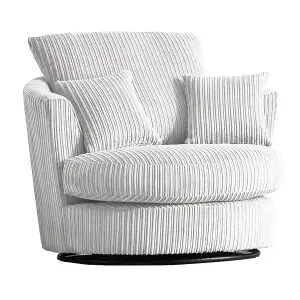 Luxor Jumbo Cord Silver Fabric Single Seater 360 Degree Swivel Chair Sofa Accessory